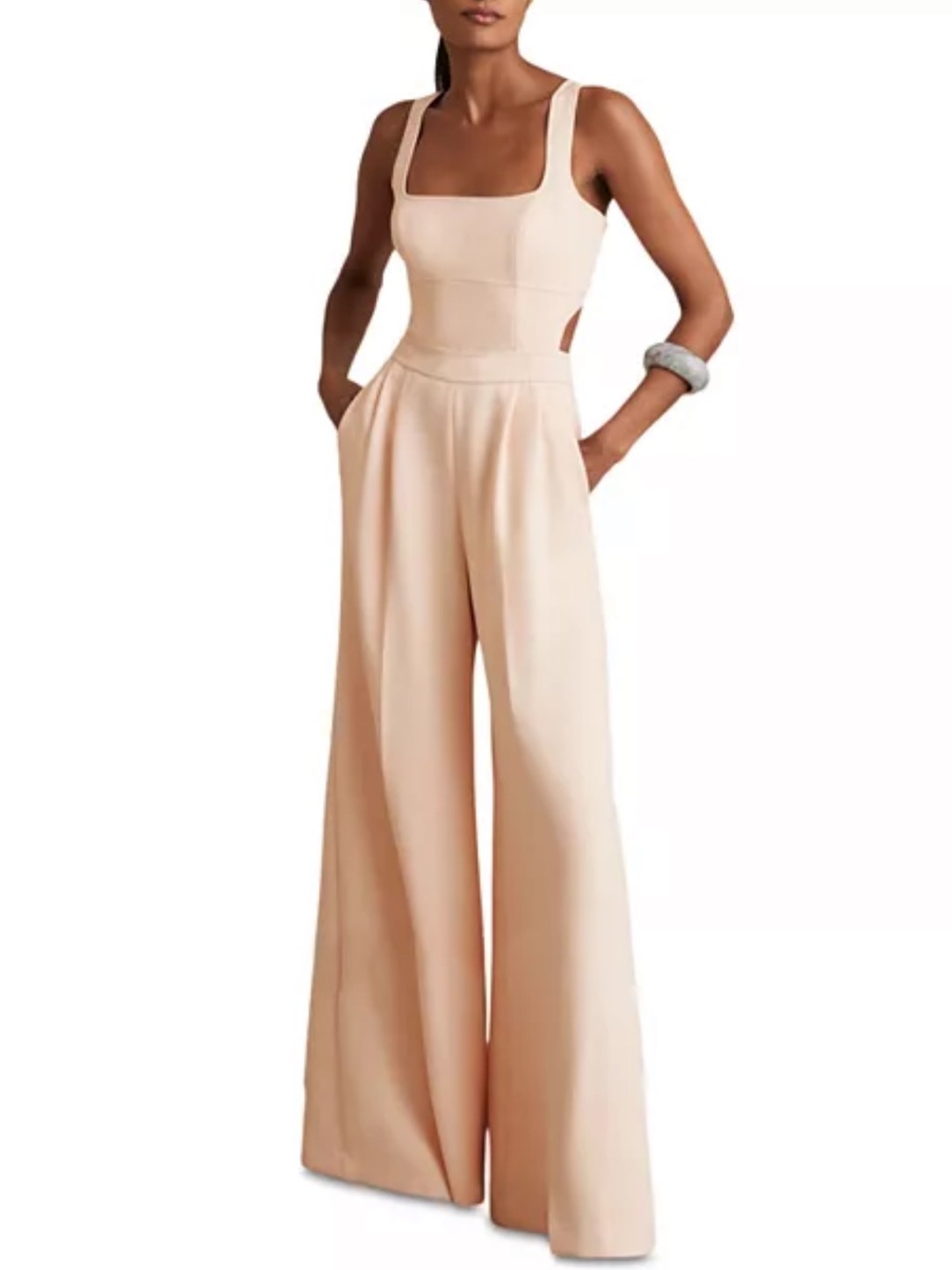 Reiss Blush Pink Wide-Leg Sleeveless Jumpsuit